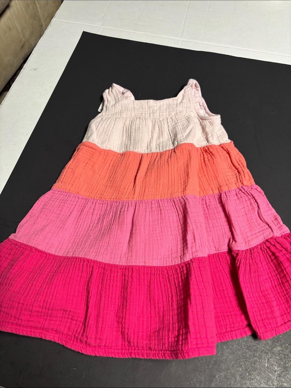 GAP Girls' Tiered Colorblock Dress - Cream, Orange, Pink, Fuchsia